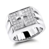 14K White Gold Men's Diamond Cross Ring Square Shape 0.61ct -Outlet Bijou Lush Store 14k mens diamond cross ring 061ct p 40408 wh