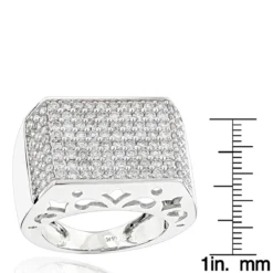 14K White Gold Pave Diamond Ring For Men 4 Carat By Luxurman -Outlet Bijou Lush Store 14k mens pave diamond ring 412ct p 7225 rulerwh