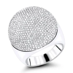 14K White Gold Pave Diamond Dome Ring 2.2ct