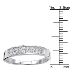 Thin 14K White Gold Princess Cut Diamond Wedding Band 0.75ct -Outlet Bijou Lush Store 14k princess cut diamond wedding band 075ct p 38034 rulerwh