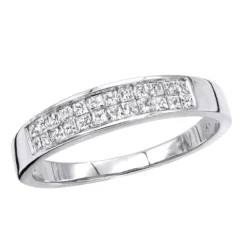 Thin 14K White Gold Princess Cut Diamond Wedding Band 0.75ct