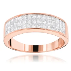 14K Yellow Gold Princess Cut Diamond Wedding Band Invisible Set Ring 1.25ct -Outlet Bijou Lush Store 14k princess cut diamond wedding band 136ct p 38035 ro