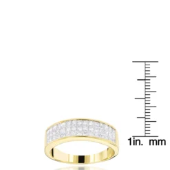 14K Yellow Gold Princess Cut Diamond Wedding Band Invisible Set Ring 1.25ct -Outlet Bijou Lush Store 14k princess cut diamond wedding band 136ct p 38035 rulerye