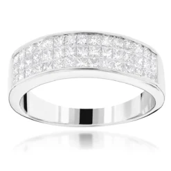 14K Yellow Gold Princess Cut Diamond Wedding Band Invisible Set Ring 1.25ct -Outlet Bijou Lush Store 14k princess cut diamond wedding band 136ct p 38035 wh