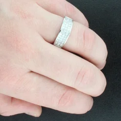 14K Yellow Gold Princess Cut Diamond Wedding Band Invisible Set Ring 1.25ct -Outlet Bijou Lush Store 14k princess cut diamond wedding band 136ct p 38035bod