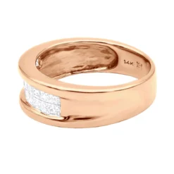 14K Yellow Gold Princess Cut Invisible Diamond Wedding Band 1.16ct -Outlet Bijou Lush Store 14k princess cut invisible diamond wedding band 116ct p 6328 back rose