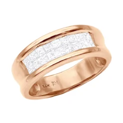 14K Yellow Gold Princess Cut Invisible Diamond Wedding Band 1.16ct -Outlet Bijou Lush Store 14k princess cut invisible diamond wedding band 116ct p 6328 rose