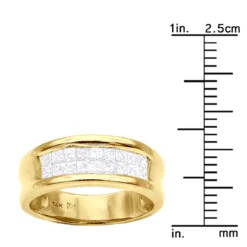 14K Yellow Gold Princess Cut Invisible Diamond Wedding Band 1.16ct -Outlet Bijou Lush Store 14k princess cut invisible diamond wedding band 116ct p 6328 ruler yellow
