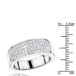 14K White Gold Princess Cut Invisible Diamond Wedding Band 1.84ct -Outlet Bijou Lush Store 14k princess cut invisible diamond wedding band 184 p 22383 rulerwh