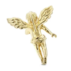 14K Yellow Gold Diamond Angel Pendant 0.63ct Small Baby Angel Charm -Outlet Bijou Lush Store 14k solid gold diamond angel pendant 063ct backye
