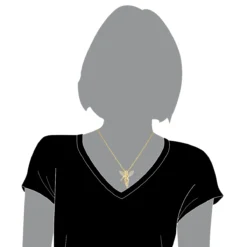 14K Yellow Gold Diamond Angel Pendant 0.63ct Small Baby Angel Charm -Outlet Bijou Lush Store 14k solid gold diamond angel pendant 063ct bodye