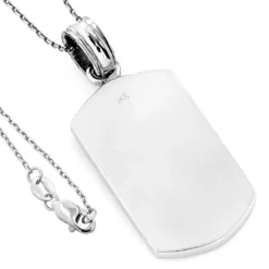 14K White Gold Diamond Dog Tag Pendant 0.22ct -Outlet Bijou Lush Store 14k solid gold diamond dog tag pendant 022ct p 6167 backwh