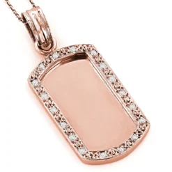 14K White Gold Diamond Dog Tag Pendant 0.22ct -Outlet Bijou Lush Store 14k solid gold diamond dog tag pendant 022ct p 6167 ro