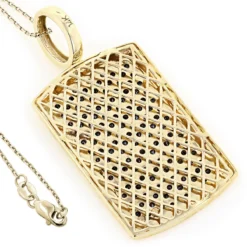 14K Yellow Gold Dog Tag Pendant With Black Diamonds 3.25 -Outlet Bijou Lush Store 14k solid gold dog tag pendant with black diamonds 325 p 22400 backye