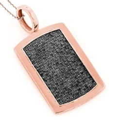 14K Yellow Gold Dog Tag Pendant With Black Diamonds 3.25 -Outlet Bijou Lush Store 14k solid gold dog tag pendant with black diamonds 325 p 22400 ro