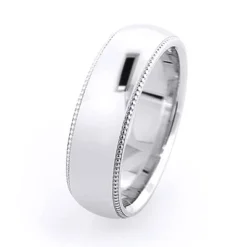 Solid 14K White Gold Men's Wedding Band 6mm 6 Solid 14K White Gold Men's Wedding Band 6mm -Outlet Bijou Lush Store 14k solid gold mens wedding band 6mm 2