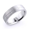 Solid 14K White Gold One Line Men's Wedding Band -Outlet Bijou Lush Store 14k solid gold one line mens wedding band 1