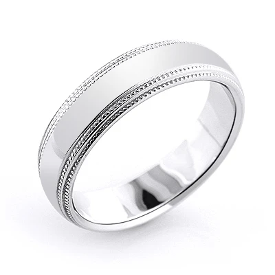 Solid 14K White Gold Wedding Band For Men 6mm 3 Solid 14K White Gold Wedding Band For Men 6mm