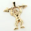 14K Yellow Gold Weightlifting Pendant Sports Charm -Outlet Bijou Lush Store 14k solid gold weightlifting pendant sports charm 1