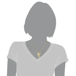 14K Yellow Gold Yellow Diamond Angel Pendant Mini Religious Charm 0.7ct -Outlet Bijou Lush Store 14k solid gold yellow diamond angel pendant mini religious charm 07ct 3