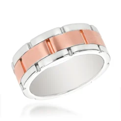 Two Tone 14K Yellow Gold Men's Wedding Band Comfort Fit -Outlet Bijou Lush Store 14k two tone gold mens wedding band comfort fit ro