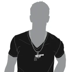 Men's 14K White Gold White Black Diamond Gun Pendant 9.5ct -Outlet Bijou Lush Store 14k white black diamond revolver pendant pistol 950ct p 6264 bodwh