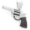 Men's 14K White Gold White Black Diamond Gun Pendant 9.5ct -Outlet Bijou Lush Store 14k white black diamond revolver pendant pistol 950ct p 6264 wh