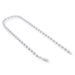 Men's 14K White Gold Bead Ball Chain Bracelet 5mm 7.5in-9in
