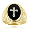14K Yellow Gold Black Onyx Men's Ring Cross Detail -Outlet Bijou Lush Store 14k white gold black onyx mens ring cross detail p 6347 ye