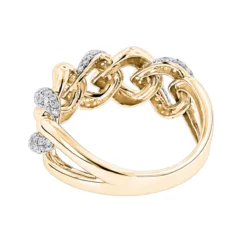 14K Yellow Gold Diamond Miami Cuban Link Ring Men's By Luxurman -Outlet Bijou Lush Store 14k white rose yellow gold diamond miami cuban link ring mens by luxurman backye