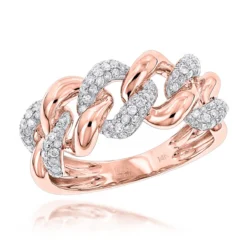 14K Yellow Gold Diamond Miami Cuban Link Ring Men's By Luxurman -Outlet Bijou Lush Store 14k white rose yellow gold diamond miami cuban link ring mens by luxurman ro