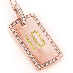 14K White Gold White Yellow Diamond Number 10 Dog Tag Pendant 1.60 -Outlet Bijou Lush Store 14k white yellow diamond number 10 dog tag pendant 160 p 6372 ro