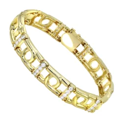 14K White/Yellow Gold Men's Diamond Two-Tone Bracelet 4ct -Outlet Bijou Lush Store 14k white yellow gold mens diamond two tone bracelet 4ct ye