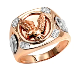 14K Yellow Gold Diamond Men's Eagle Ring 0.10 -Outlet Bijou Lush Store 14k white yellow rose gold diamond mens eagle ring 010 p 6238 ro