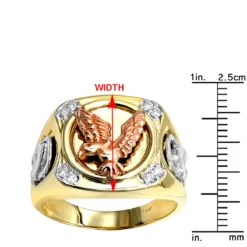 14K Yellow Gold Diamond Men's Eagle Ring 0.10 -Outlet Bijou Lush Store 14k white yellow rose gold diamond mens eagle ring 010 p 6238 rulerye