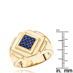 14K Yellow Gold Sapphire Men's Ring By Luxurman 0.27ct -Outlet Bijou Lush Store 14k yellow rose or white gold sapphire mens ring by luxurman 027ct rulerye