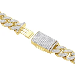 15 Carats Real Diamond Cuban Link Chain Choker Necklace 14K Yellow Gold 12mm Wide -Outlet Bijou Lush Store 15 carats real diamond cuban link chain choker necklace real 14k gold 12mm wide 000938 backye