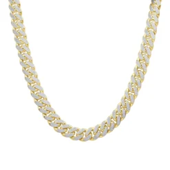 15 Carats Real Diamond Cuban Link Chain Choker Necklace 14K Yellow Gold 12mm Wide