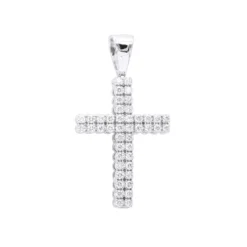 1.5ct Diamond Cross Pendant 10K White Gold For Men And Women