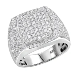 1.75ct Diamond Affordable Sterling Silver Pinky Ring For Men