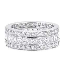 18K White Gold Round & Princess Diamond 5 Carat Eternity/Anniversary Band -Outlet Bijou Lush Store 18k gold diamond eternity rings collection item 5ctw p 23030 backwh