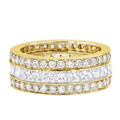 18K White Gold Round & Princess Diamond 5 Carat Eternity/Anniversary Band -Outlet Bijou Lush Store 18k gold diamond eternity rings collection item 5ctw p 23030 backye