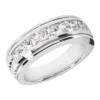 18K White Gold Diamond Men's Wedding Ring 2.10ct