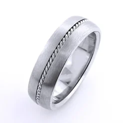 18K White Gold Little Braid Wedding Band For Men -Outlet Bijou Lush Store 18k gold little braid wedding band for men 2
