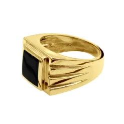 18K Yellow Gold Men's Black Onyx Ring 14.4mm -Outlet Bijou Lush Store 18k gold mens black onyx ring p 31960 backye
