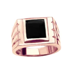 18K Yellow Gold Men's Black Onyx Ring 14.4mm -Outlet Bijou Lush Store 18k gold mens black onyx ring p 31960 ro