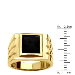 18K Yellow Gold Men's Black Onyx Ring 14.4mm -Outlet Bijou Lush Store 18k gold mens black onyx ring p 31960 ruler