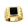 18K Yellow Gold Men's Black Onyx Ring 14.4mm