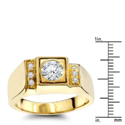18K Yellow Gold Men's Diamond Ring 0.87ct -Outlet Bijou Lush Store 18k gold mens diamond ring 087ct p 31940 rulerye