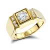 18K Yellow Gold Men's Diamond Ring 0.87ct